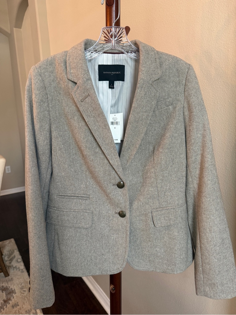 Banana Republic Women's Taupe Herringbone Blazer Jacket NWT